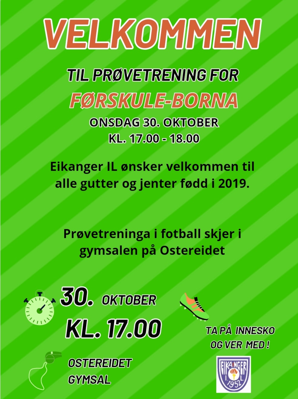 Prøvetrening for 2019-barn